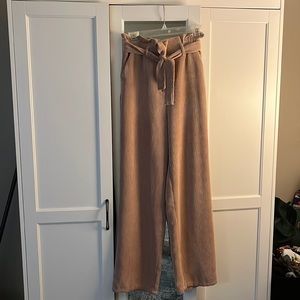 Pink wide leg pants from H&M with tie waist